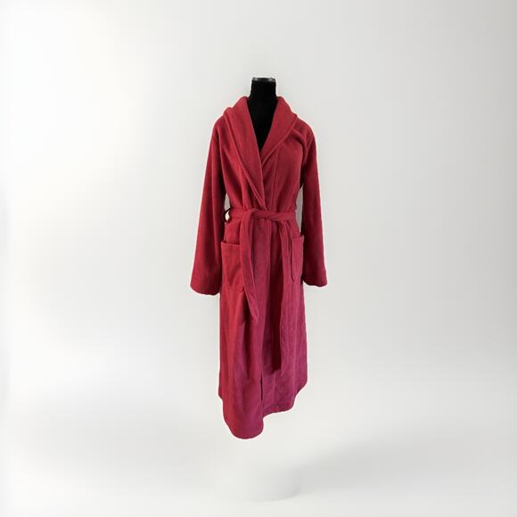 LL.Bean Winter Fleece Belted Robe - Medium - Red Plush Cozy Cabincore Loungewear - Picture 1 of 6